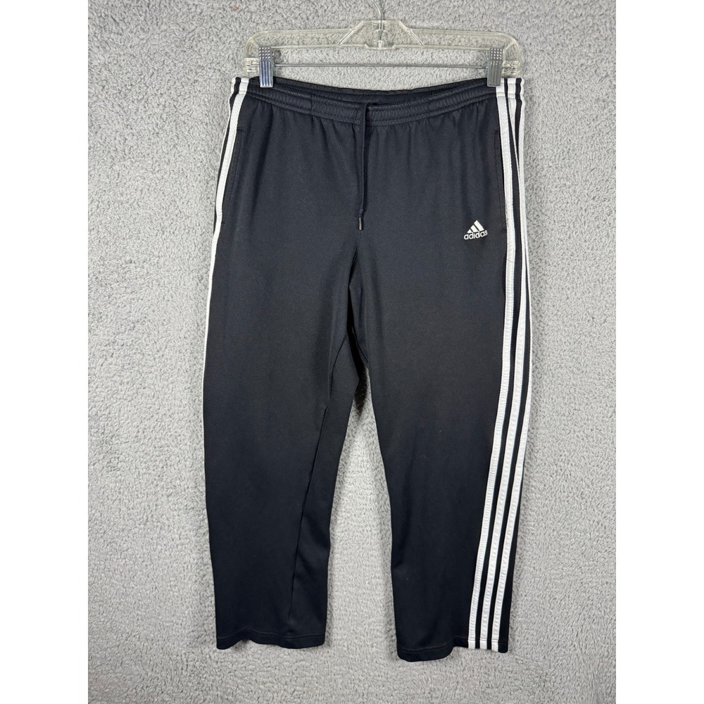 Adidas Mens Black White 3 Stripe Cropped Track Pants 2003 159460 Size Small
